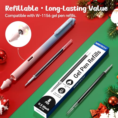 Image of WRITECH Fine Point Gel Pens: 0.5mm 4ct Retractable Click Pen Black Ink Gradient Aesthetic Color Pen Barrel Smooth Writing Journaling No Bleed Christmas Gift for Nurse Student Office