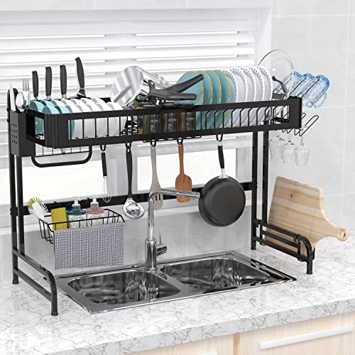 AMOUSTORE Dish Drying Rack Over Sink,Stainless Steel Large Dish Rack Stand Drainer Counter Organization Utensils Holder for Kitchen,Display Supplies Storage Space Saver