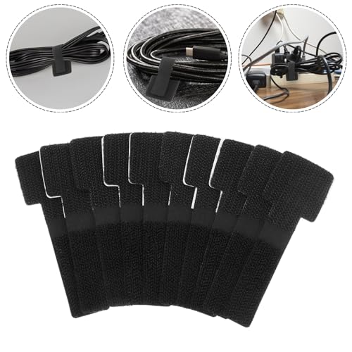 ABOOFAN 10 piezas de correas reutilizables negras para cables con respaldo autoadhesivo para gestión de cables debajo del escritorio y organizador de cables para electrodomésticos miniatura 7