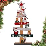 Weihnachtsbaum aus Holz - Weihnachtsschmuck aus Holz | Schreibtisch Weihnachten Holzplatte | Zuverlässige Weihnachtsbaumschmuck | Weihnachtsbaum im Holztisch | Weihnachtsbaum mit Schneemann Vater