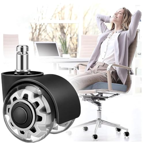 Bureaustoel wielen, 2-inch dubbele wielen, kantoor bureaustoel wielen, rubberen vervangende wielen, hoogwaardige rubberen wielen glad, stil, bescherm uw houten vloeren, tapijten en tegels voor alle