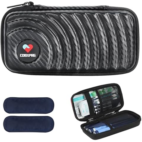CDBXPRG Insulin Cooler Travel Case for Diabetic Insulated Cooling Organizer Bag with 2 Reusable Ice Packs for Insulin Pen and Other Medication Diabetic Supplies Black Cover