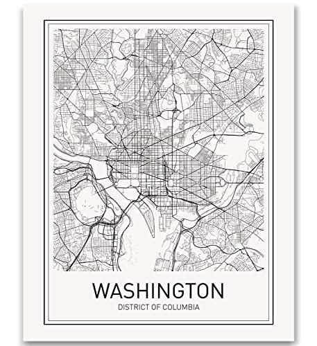 Washington DC Map Washington DC Poster Washington Map Print City Map Posters Minimalist Poster Map Wall Art Modern Map Art Scandinavian Poster Black and White 8x10 Unframed