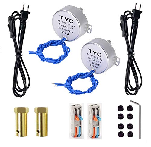 2PCS Synchronous Synchron Turntable Motor Electric Motor for Cup Turner Cuptisserie Tumbler Cup Rotator with 7mm Flexible Coupling Connector 50/60Hz AC100~127V 4W CCW/CW (2.5-3RPM+5-6RPM)