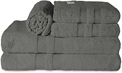 Jogo de Toalhas Paris, 5 Peças, 100% Algodão, Canelado em Relevo, 2 Toalhas de Banho, 2 Toalhas de Rosto, 1 Toalha para Pés (Granito)