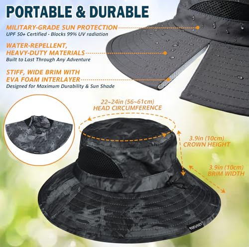 Image of Wide Brim Sun Bucket Hat, Waterproof Boonie Hat for Men & Women | UPF 50+ UV Protection, Adjustable Fit, Chin Strap & Sweatband, Foldable Durable for Fishing Hiking Garden Beach