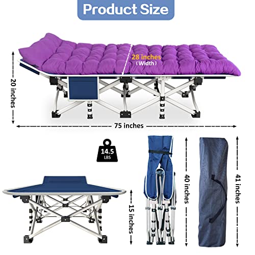 Colmerd Cot Camping Cot With Comfortable Mattress Cots For Sleeping With Pad Heavy Duty Camping Bed Sleeping Cot Include Carry Bag Camping Cots For Adults Home Office Nap Vocation Outdoor #TOP1
