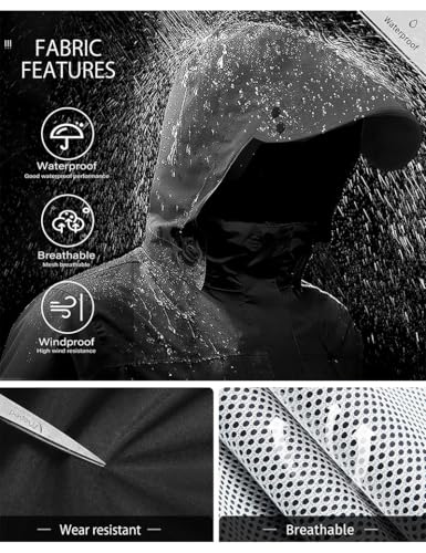 iCreek Rain Suit Waterproof Jacket with Pants 2 Pieces Breathable Lightweight Packable Raincoat with Hooded Rain Gear Unisex - Image 4