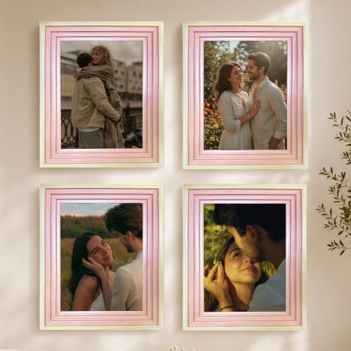 Image of Art Street Luxury Photo Frame for living room, Modern Step Design Photo Frames for Photograph, Art Work, Kids Room Set of 4 (6x8 Inch, Pink)