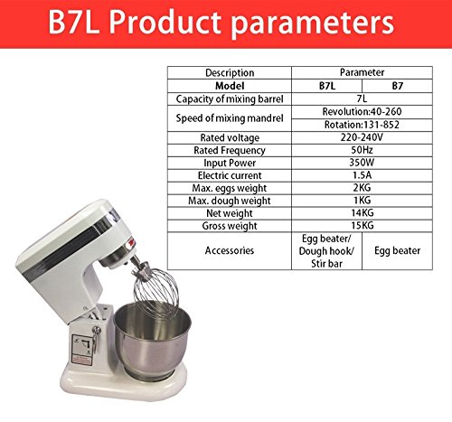 CHEF PROSENTIALS Küchenmaschine, 7 l, Stand-Milchmischer, multifunktionaler Mixer für Bäckerei – Bild 3