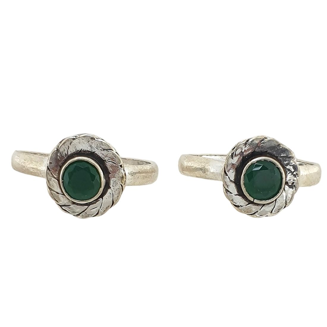 sahiba gems 925 Sterling Silver Royal Look Green Onyx Stone Toe Rings (Chandi Bichhiya) For Women ~ 2 Pieces-picture-33