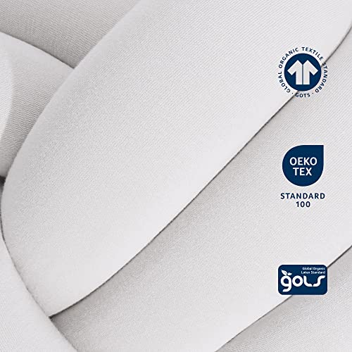 Image of Bearaby Hand-Crafted Knot Pillow Ball - Relieve Stress with Oeko-TEX Certified Organic and Gently Weighted Material - Handcrafted Throw Pillows from Natural Latex Foam (Moonstone Grey, Large)