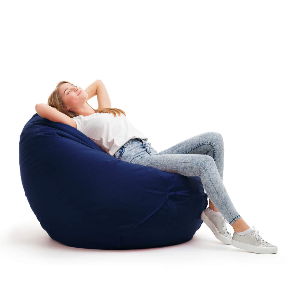 Bruni Pouf Classico XL Bleu‑Gris – Gros Pouf Salon/Chambre pour Adultes, Pouf Poire géant, Bean Bag intérieur et extérieur avec Housse Lavable en Machine