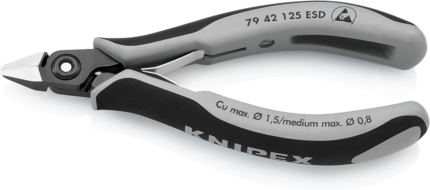 KNIPEX Precyzyjne szczypce tnące boczne dla elektroników ESD z osłonkami wielokomponentowymi 125 mm, 79 42 125 ESD