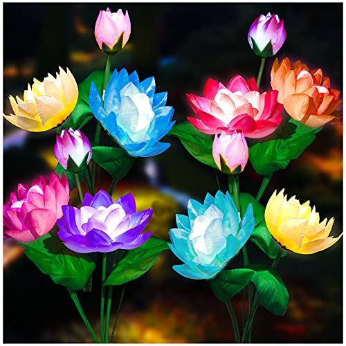 TONULAX Solar Garden Lights, Lotus Flower Lights, Outdoor Light for Garden, Patio, Yard Decoration...