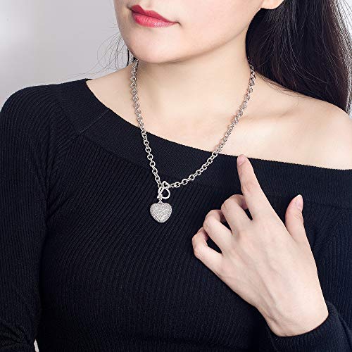 New Women's 925 Sterling Silver Necklace Noble Heart Pendant Necklace Solid Silver Rolo Chain 18-26'' Birthday Party Jewelry Necklace Accessories4