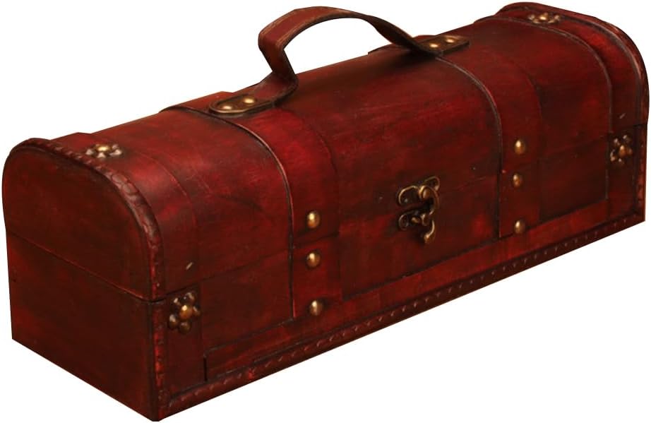 STOBAZA 1pc box Birthday Retro Wooden Decorative Housewarming Shop Party Red Suitcase Home Handle Wedding Container Wood Gifts Vintage Round Travel Anniversary for Storage present