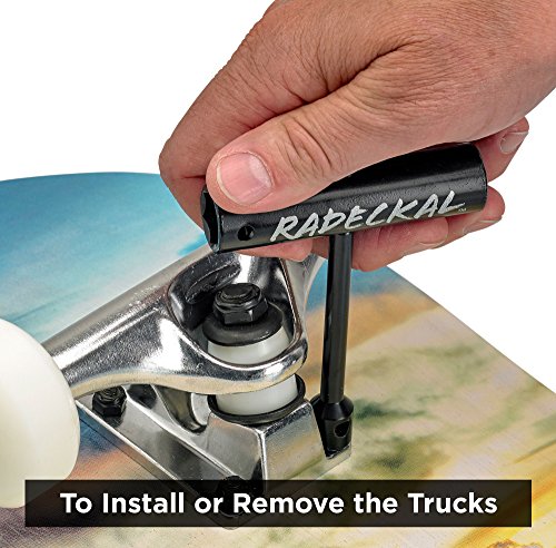 Radeckal Compact Pocket Skate Tool- T Tool All In One Skate Tool For Skateboards, Longboards, Mini Skateboards, And Cruisers- Collapses To A Compact Size To Fit In Your Pocket (Silver) #TOP7