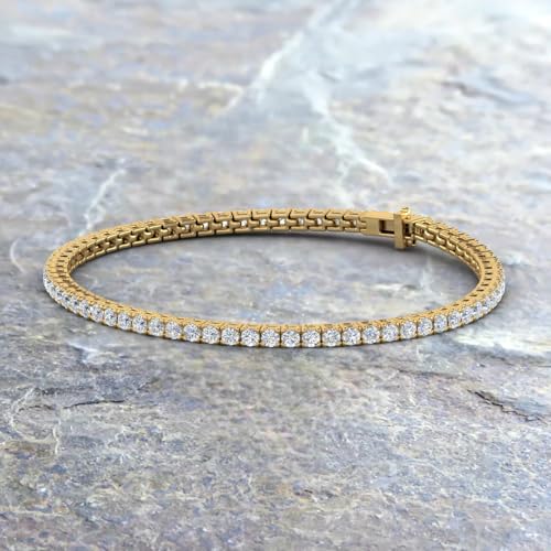 Image of 2 to 7 Carat Natural Diamond Tennis Bracelet for Women in 14K Gold (7 Inch) - IGI Certified (I1-I2 Clarity)