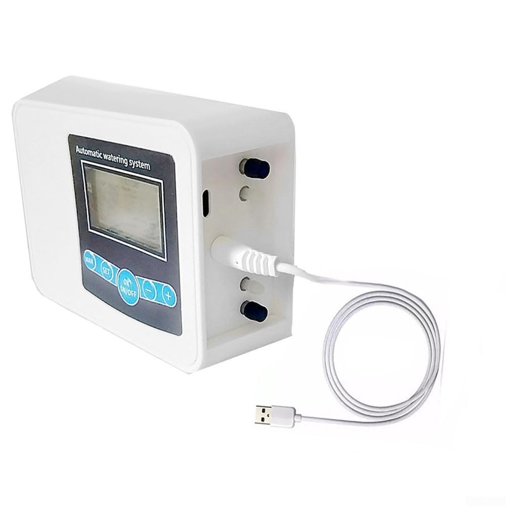 Zoegneer Solarbetriebener Rasensprenger mit Doppelpumpe, Bewässerungs-Timer mit eingebauter 1200 mAh Lithium-Batterie, USB-Aufladung, regendicht, leiser Kupfermotor, einstellbarer Durchfluss