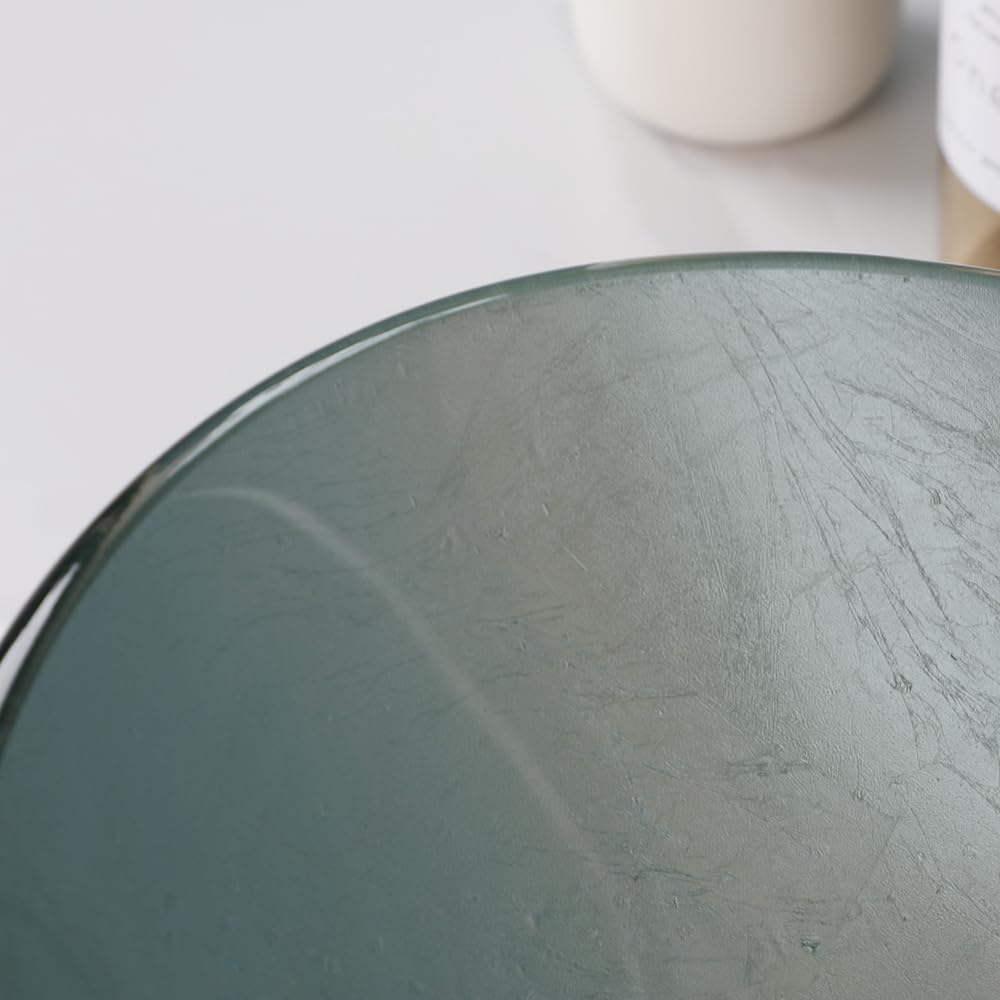 Oval Bathroom Vessel Sink Tempered Glass With Faucet Pop Up Drain Washing Bowl Waterfall Above Counter Set