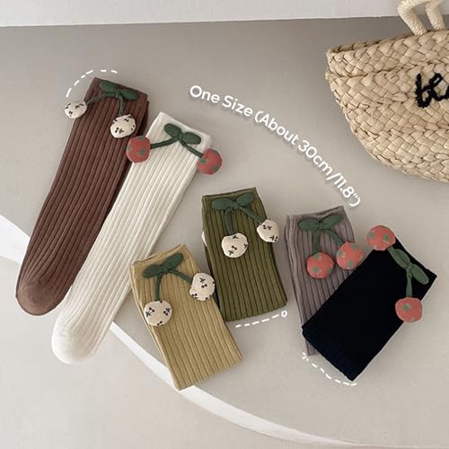 Girls Socks Knee High Cable Knit Cherry Slouch Sock 3-8 Years2