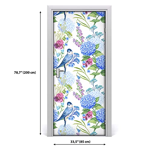 Rénover porte abîmée avec sticker fleurs d'oiseaux autocollant - 4