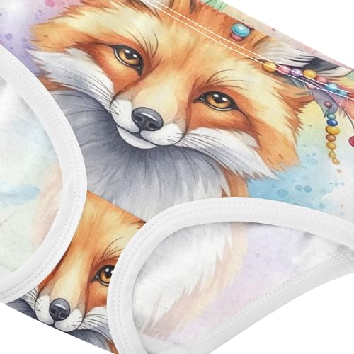Watercolor Fox Colorful Feathers Girls Underwear Toddler 2t Cotton Panties for Girl Fun Briefs Kids Undies4