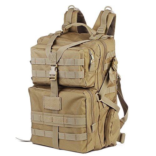 Greenpromise 45L Sac à dos tactique militaire Armée Molle Sac à dos de trekking d'assaut Sac à dos pour randonnée Camping Chasse, Khaiki