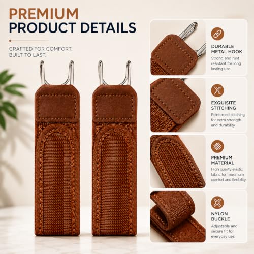 Image of Buckleless Elastic Belt | Invisible No-Buckle Stretch Belt with Metal Hooks for Men & Women | Adjustable Lazy Waistband for Jeans and Trousers (1 PAIR)