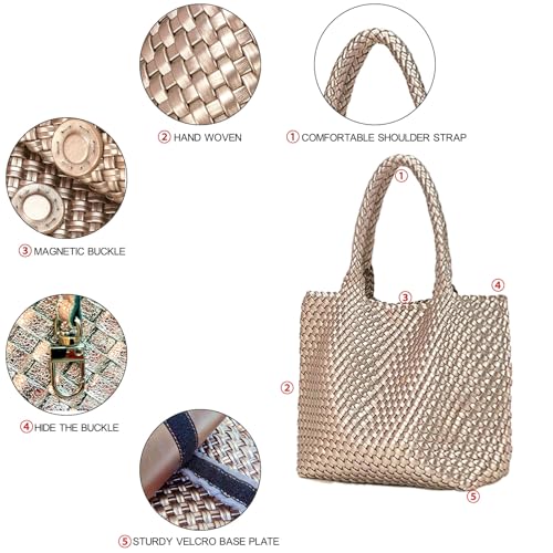 Image of JINMANXUE Unisex Fashion Woven Bag Damen-Tragetasche, Golden1, 16.1 inch W x 7.1 inch D x 11 inch H
