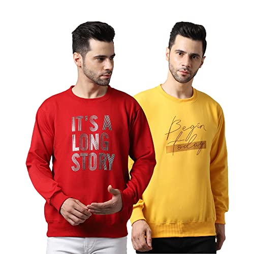 Image of Mack Jonney Fleece Round Neck Printed Sweatshirt for Men (Pack of 2)-SW 44 MRN 45 OLV 02-P