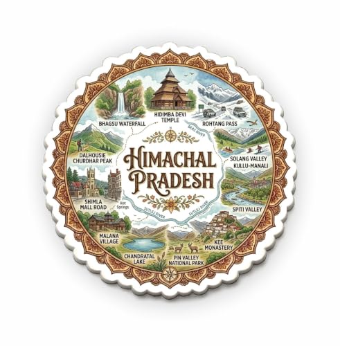 Image of Himachal Pradesh Textured Finish Acrylic Fridge Magnet - UV Texture Printed, Stylish Multicolor Magnet for Fridge, Wardrobe & Metal Surfaces, Pack of 1 (Himachal Pradesh 1)