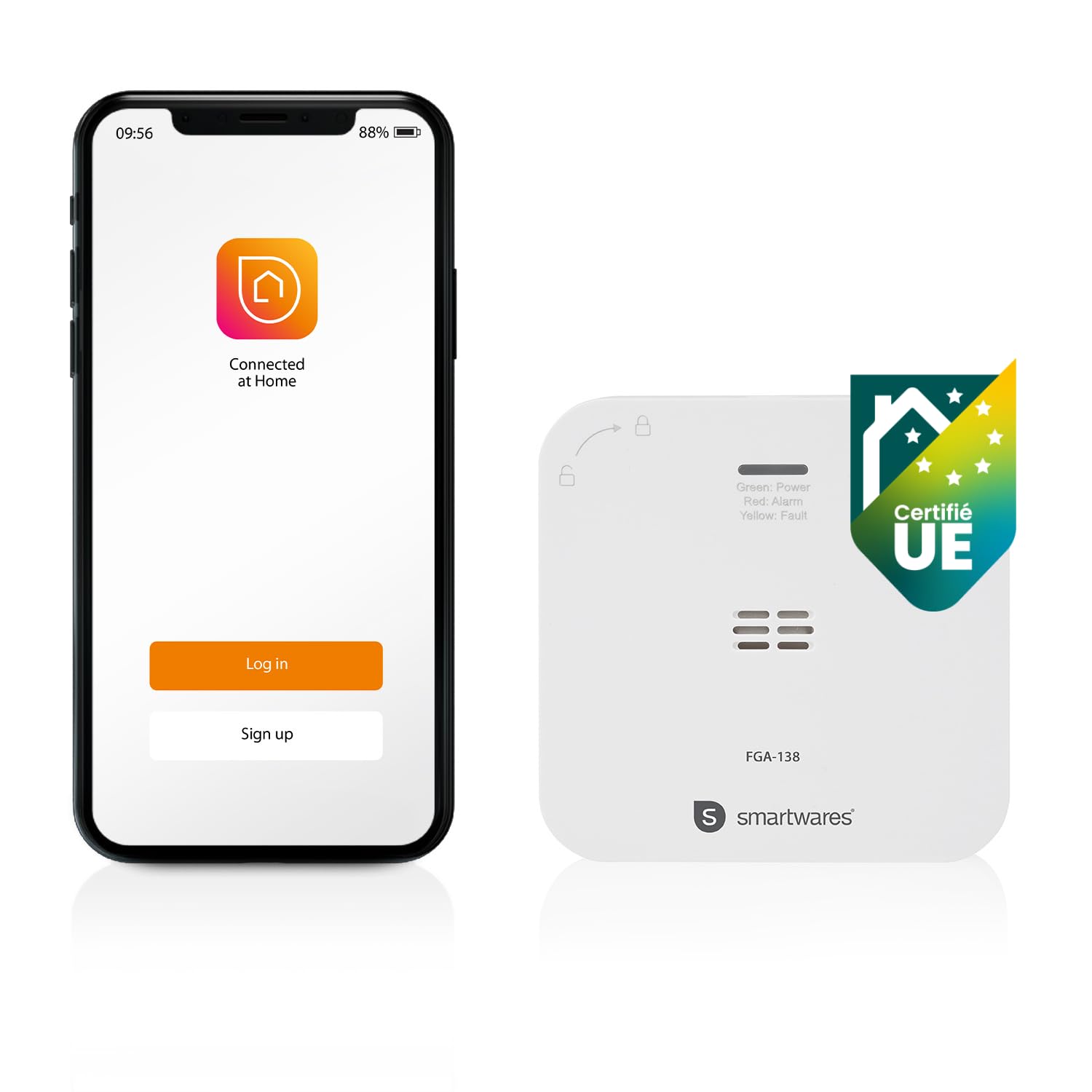 Smartwares Détecteur de CO connecté - 85 DB - Capteur 10 Ans - Notifications Via App - Bouton de Test & Silence