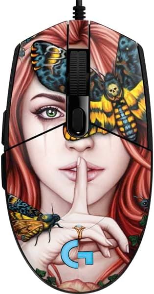 Skinit Decal Skin para Logitech G203 Prodigy RGB Wired Gaming Mouse - diseño de Sarah Richter mujer gótica y mariposas de muerte