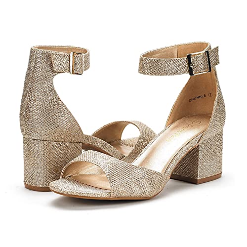 Image of DREAM PAIRS Women's Chunky Heel Sandal | 2.2 inch chunky block heels,open toe with ankle strap buckle, classic comfortable heeled sandals,wedding party dress shoes