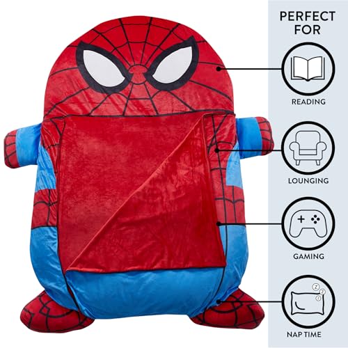 Image of Marvel Spider-Man Oversized Kids Floor Lounger,Soft Plush Chair with Pillow & Cushion, Comfortable Portable Nap and Play Mat for Bedroom or Playroom