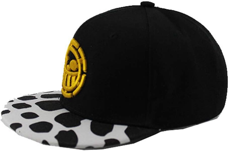 Unisex Hot Japan Anime Law Flatbrim Cap Cotton Baseball Cap Snapback (Black 1, Free Size)