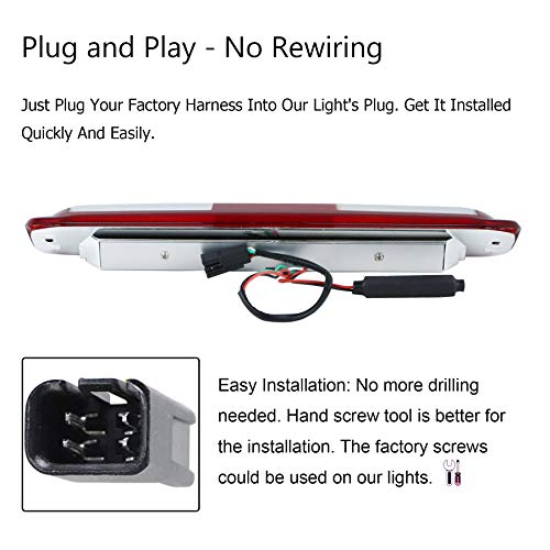 Tresound For 99-07 Chevrolet (Chevy) Silverado Gmc Sierra 1500 2500 3500 Hd Classic, Led Third 3Rd Brake Light Rear Cargo Lamp High Mount Stop Light Chrome Housing (Red) #TOP3