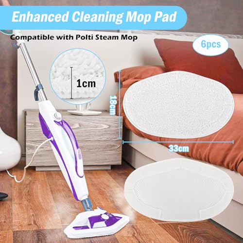 6 Stück Ersatzmopps & Mikrofaser Tücher Set für Polti Vaporetto, Waschbar, Wiederverwendbar Mop Sockettes für Dampfreiniger PAEU0332, SV400, SV440, Smart 100, Reinigungspads für Vaporforce Bürste