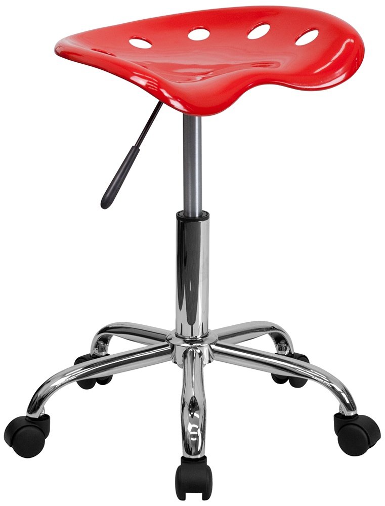 Photo 1 of **NON-REFUNDABLE-SEE COMMENTS** Flash Furniture Taylor Vibrant Red Tractor Seat and Chrome Stool Red Backless Tractor Seat
