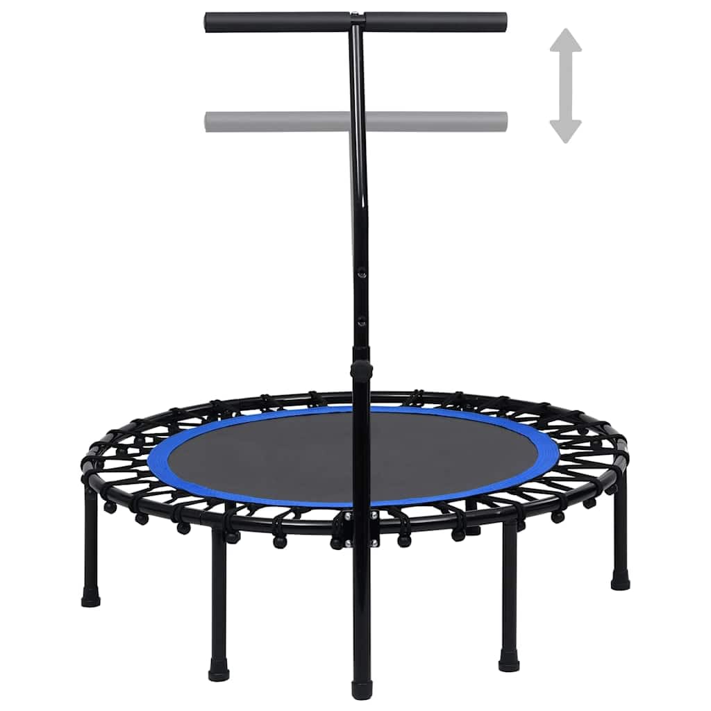 Fitness Trampolin 102 cm mit T-Bar Haltegriff und Sicherheits-Randabdeckung - Geräuschloses Bungee-System für effektives Ganzkörpertraining zu Hause