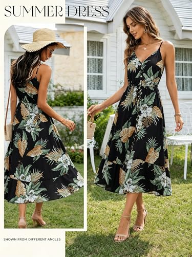 Image of BROVAVE Women's 2026 Summer Casual Boho Sundress Spaghetti Strap Midi Dress