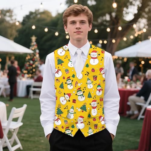 Men's Christmas Vest Slim Fit Mens Suit Vest for Xmas Party Banquet Wrink-Free Santa Waistcoat With Pockets4