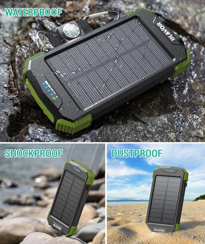 BLAVOR-Solar-Charger-Power-Bank-Real-Rated-10000mAh-Portable-Wireless-Charger-with-USB-C-InputOutput-for-Cell-Phones-External-Battery-Pack-with-Dual-Flashlight-for-Camping