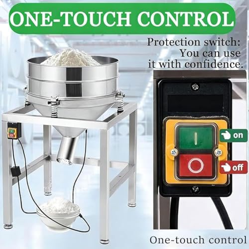 Commercial Electric Vibrating Sifter Sn Shaker, 50cm Diameter Automatic Powder Sifter Machine, 3000 Vibrats/min, Grain Pales Sieve for ing & Cooking (180 Mesh)