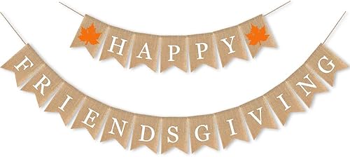 Miniatura 4 de Cartel de arpillera con texto en inglés «Happy Friendsgiving» para otoño, suministros para