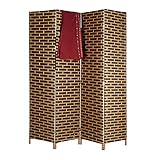 Relaxdays Raumteiler 4-teilig, blickdichter Paravent in Ziegelstein Optik, Sichtschutz Trennwand HxB 180x170 cm, braun