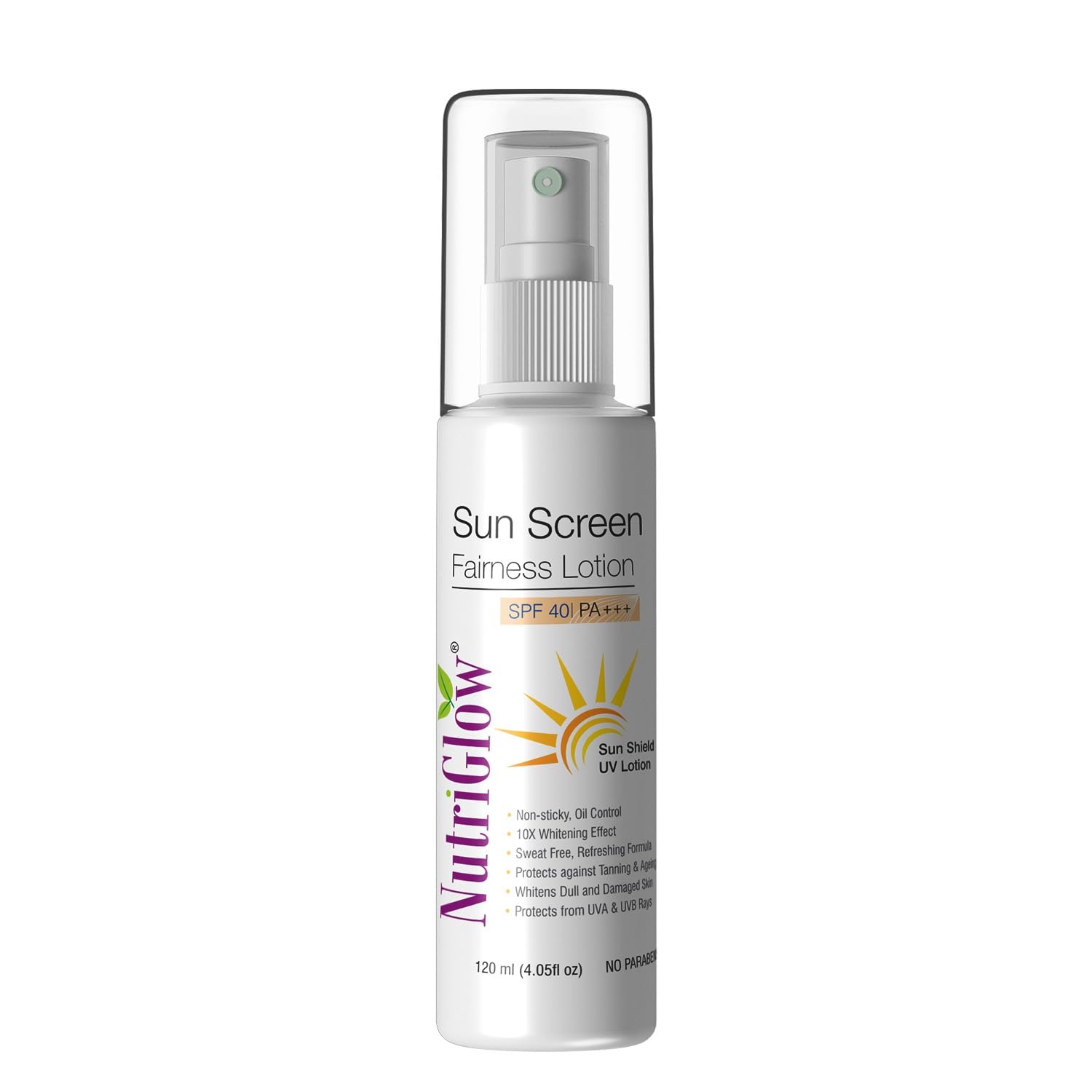 NutriGlow Sunscreen Body Lotion SPF 40 & PA+++, Sunscreen for combination skin, Non Greasy with Broad Spectrum, UVA & UVB Rays Protection, All Skin Types, (120ml)