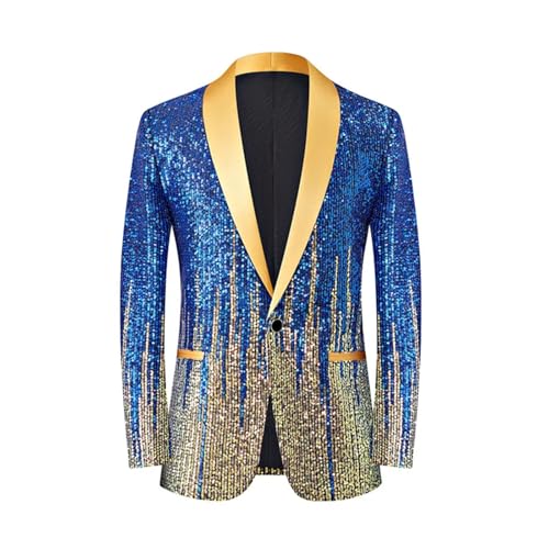 Men's Gradient Sequin Blazer - Luxury Sparkling Dinner Jacket for Banquet, Host